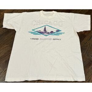 Vintage 1990s T-Shirt Size L/XL Chicago Illinois City Single Stitch T-Shirt